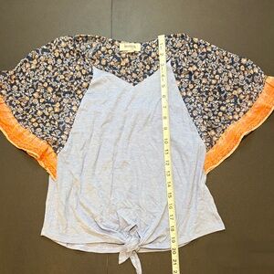 Girls Front-Tie Mixed-Print Top